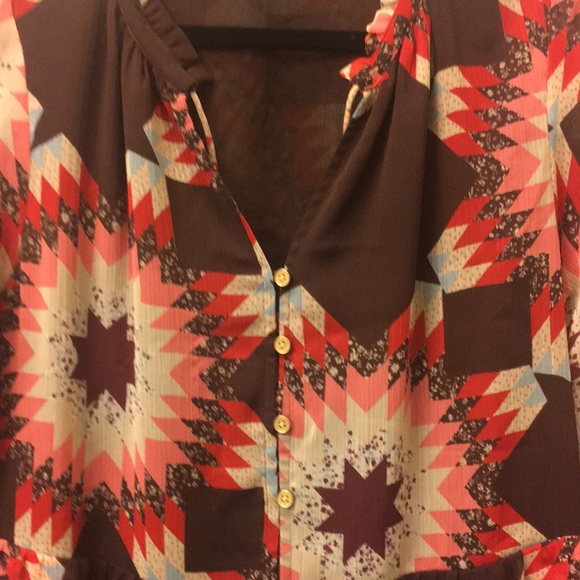 LOFT Patchwork Tie Neck Pocket Dress - Picture 6 of 7